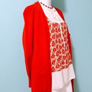 Boho Orange Floral Top Blouse Size XS